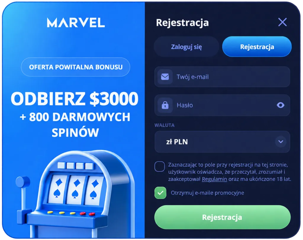 Rejestracja w Marvel Casino